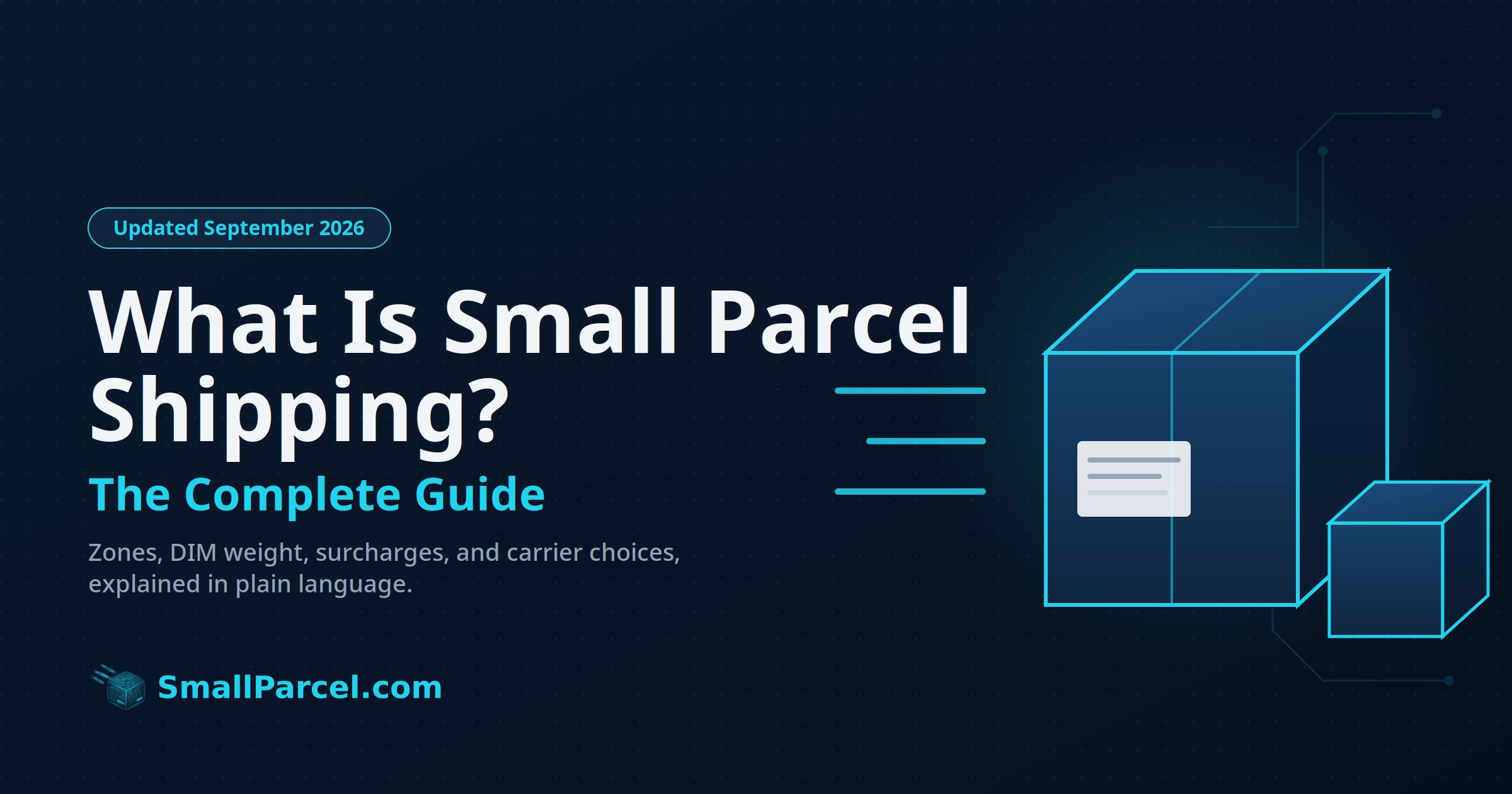 What Is Small Parcel Shipping? The Complete Guide: zones, DIM weight, surcharges, and carrier choices, explained in plain language.